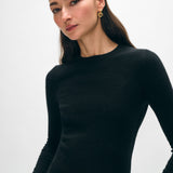 Cashmere Slim Stretch Crewneck Black