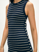 Cotton Terry Blend Dress Navy/Cream Stripe