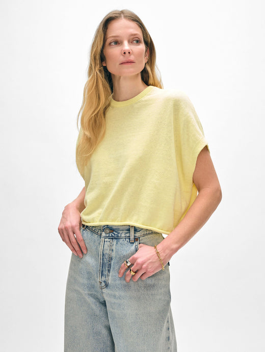 Linen Blend Easy T-Shirt Lemon Sorbet