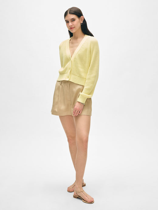 Line Blend Ribbed Cardigan Lemon Sorbet