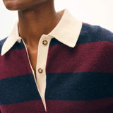 Cashmere Rugby Stripe Polo Navy/Sangria