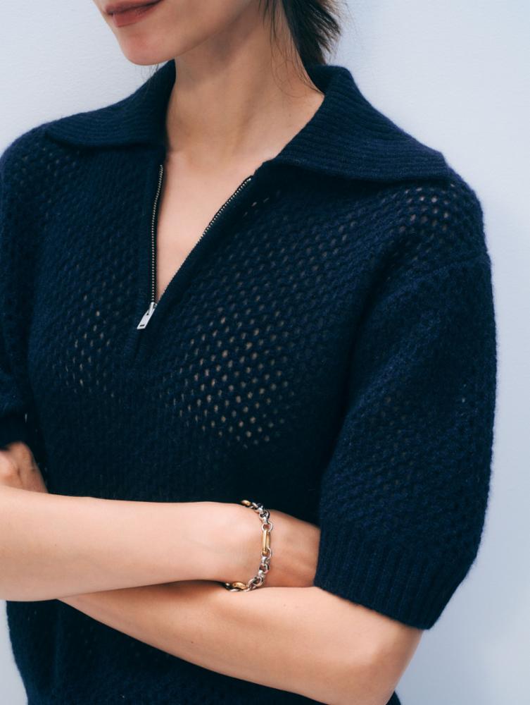 CASHMERE MESH POLO