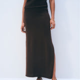 Luxe Cotton Midi Skirt Dark Espresso