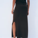 Luxe Cotton Midi Skirt Dark Espresso