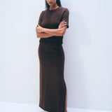 Luxe Cotton Midi Skirt Dark Espresso