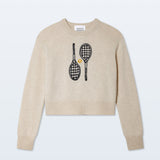 Cashmere Tennis Racquet Sweatshirt Soft White Combo