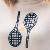 Cashmere Tennis Racquet Sweatshirt Soft White Combo