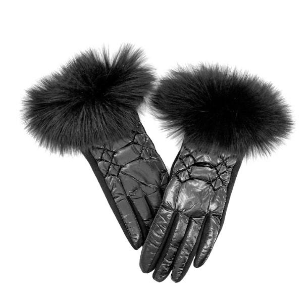 Black Shiny Puffer Glove