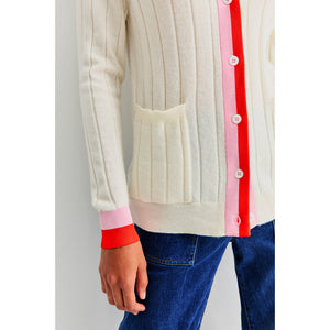 The Sinclair Cardigan Cream/Poppy/Pink