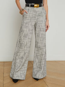 Pilar Tweed Wide Leg Pant Ecru/Black