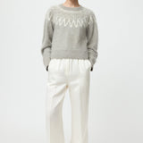 Brushed Fair Isle Crewneck Greige