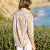 Eileen Button-Up Shirt Gold Red Blue Stripe