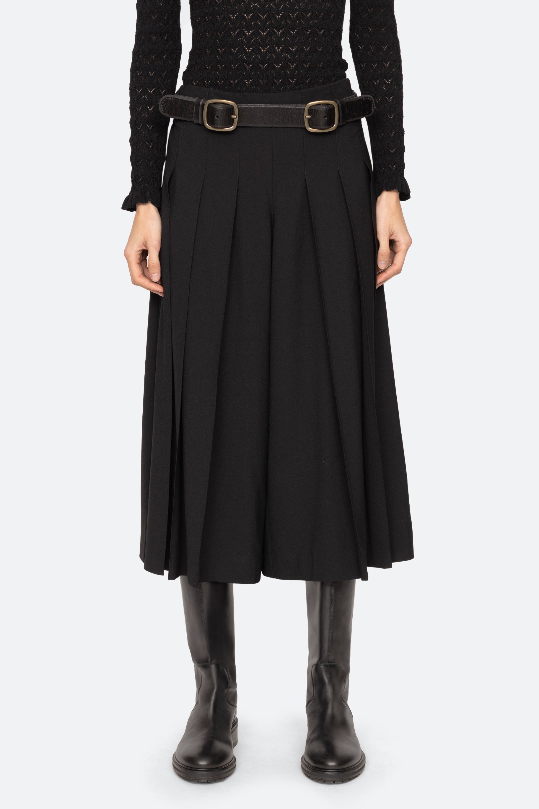 ELISA TROPICAL WOOL BELTED CULOTTES (D2)