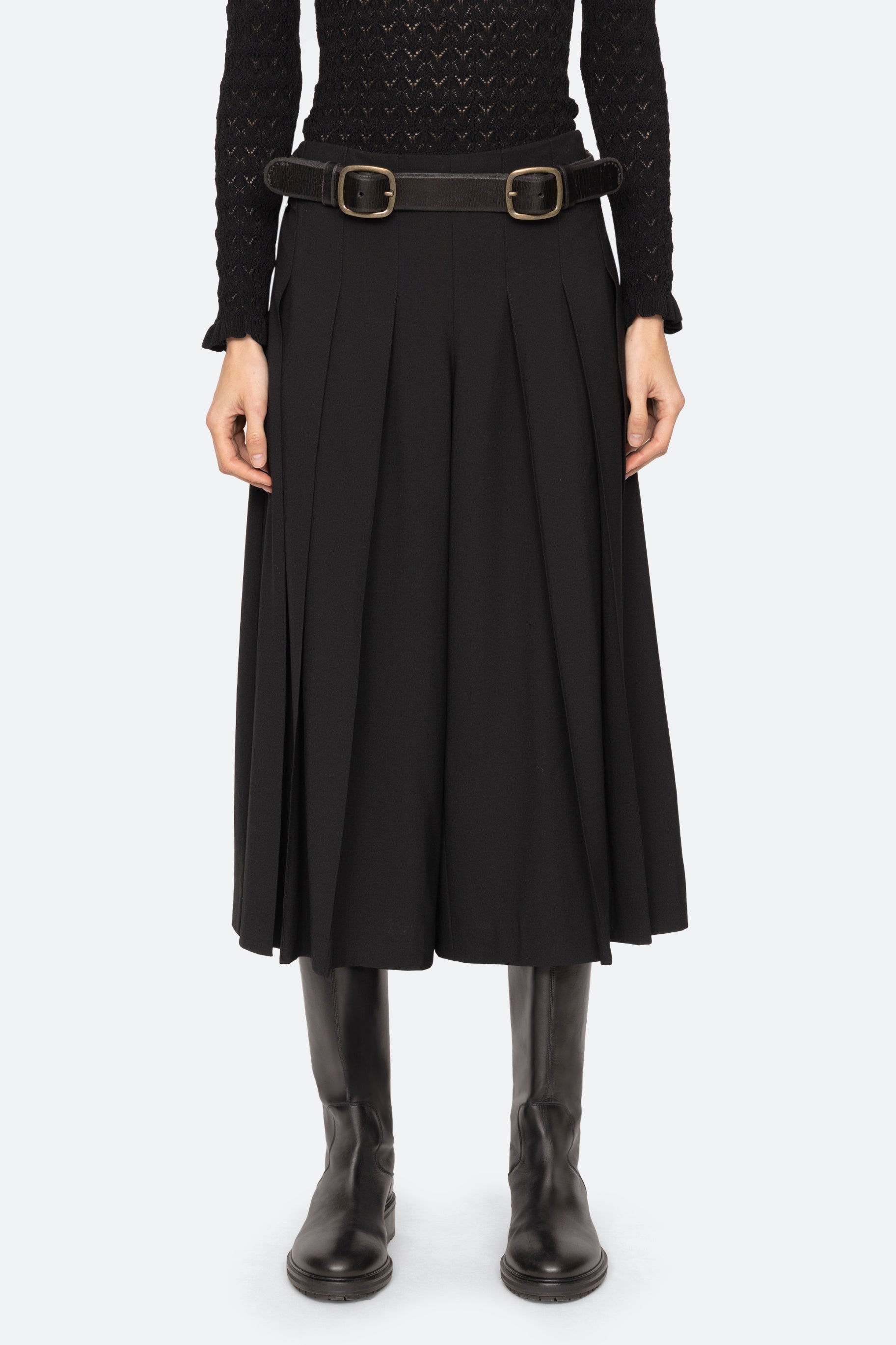 ELISA TROPICAL WOOL BELTED CULOTTES (D2)