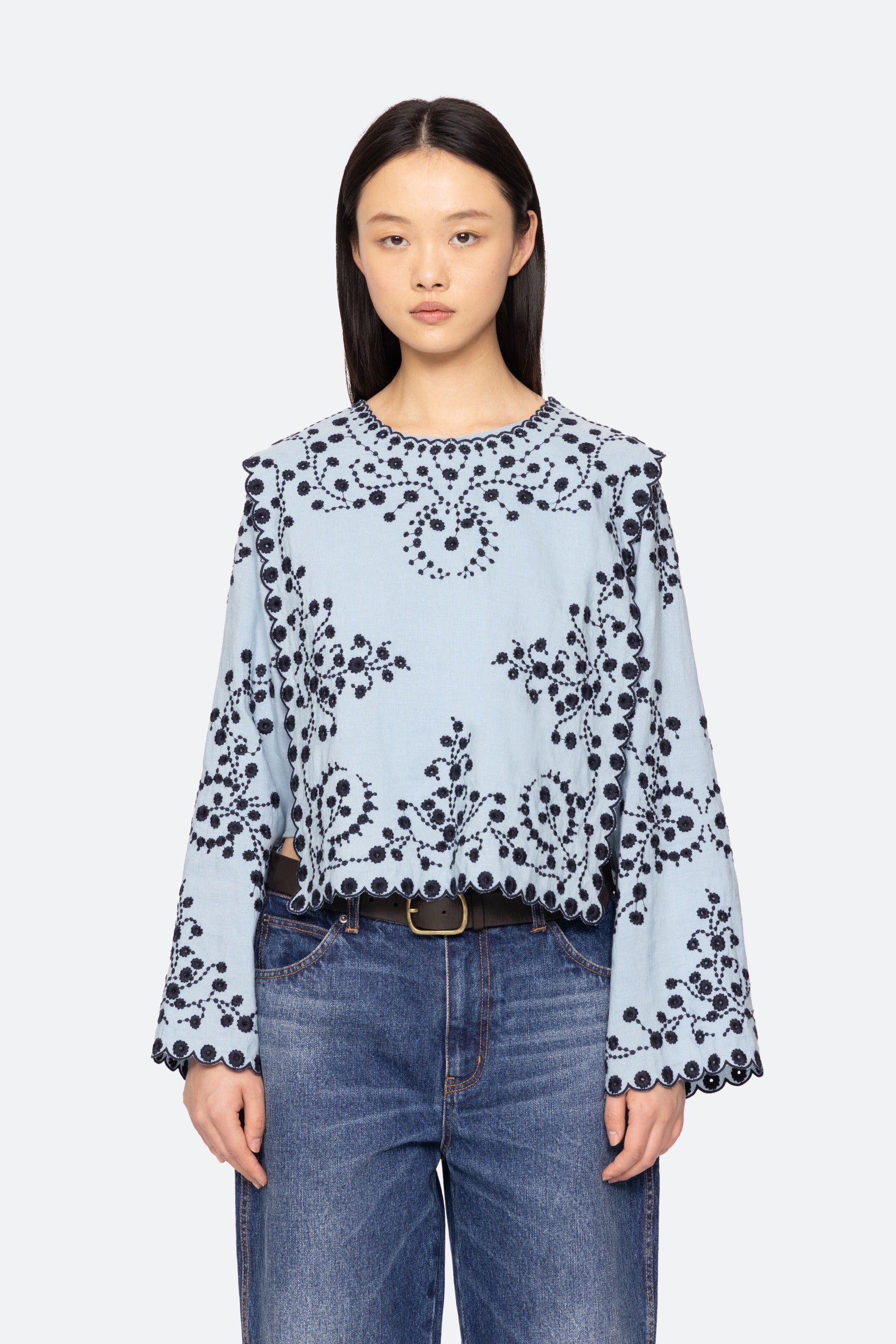 FRANCES L/SLV EMB TOP (D2)