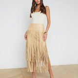 Karolina Fringe Skirt Croissant