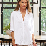 Eileen Button Up Shirt White Tattered Denim
