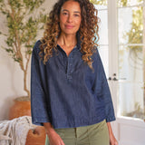 Gabi Popover Shirt Vintage Dark Indigo Wash