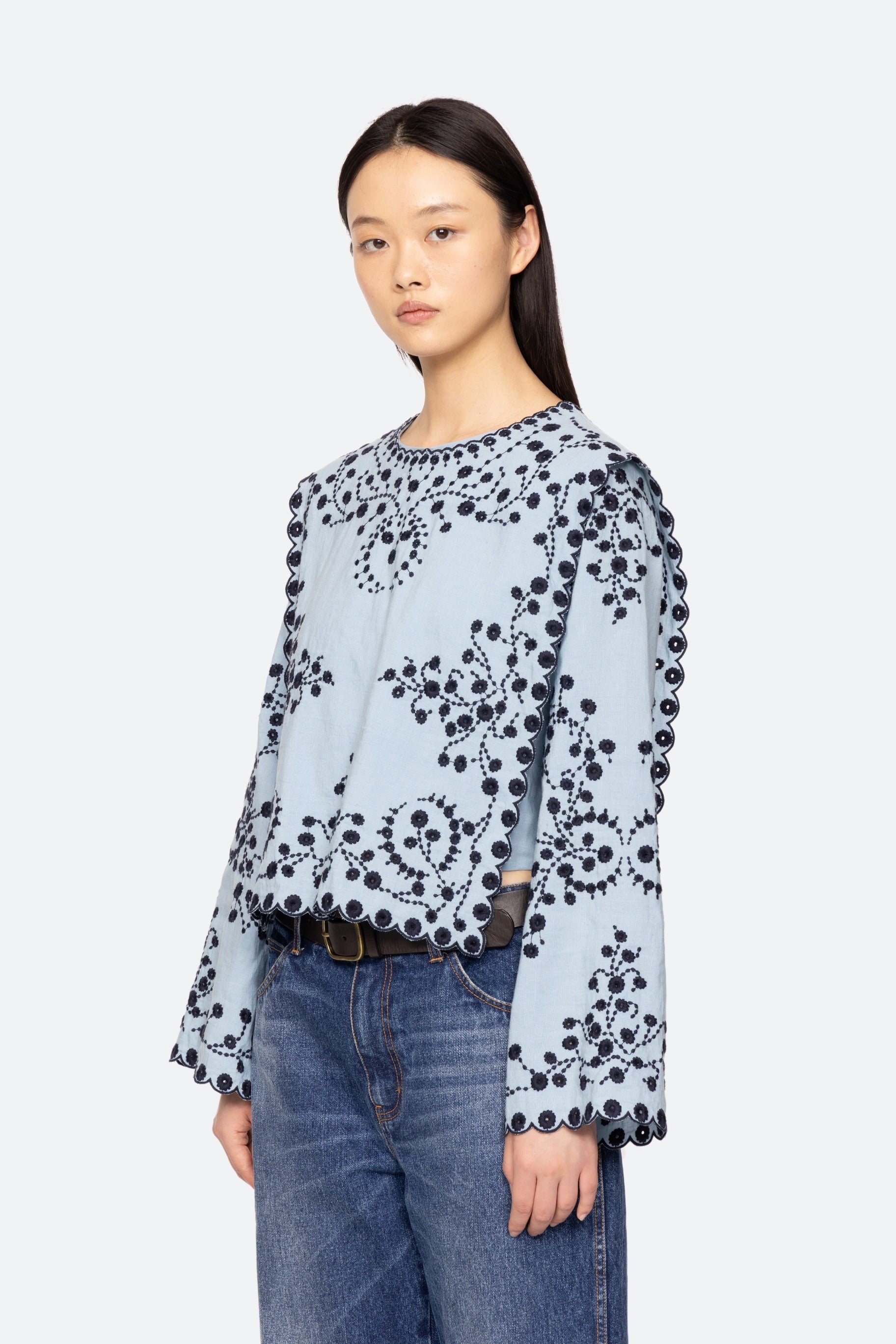 FRANCES L/SLV EMB TOP (D2)