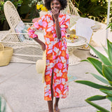Rory Maxi Shirt Dress Orange and Pink Floral