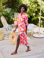 Rory Maxi Shirt Dress Orange and Pink Floral