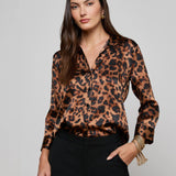 Dani Silk Blouse Brown Multi Amur Leopard