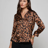 Dani Silk Blouse Brown Multi Amur Leopard