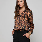 Dani Silk Blouse Brown Multi Amur Leopard