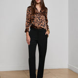 Dani Silk Blouse Brown Multi Amur Leopard