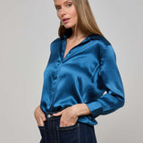 Dani Silk Blouse Stone Blue