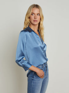 Dani Silk Blouse Harbor Blue