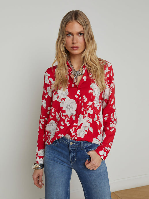 Holly Blouse Red/Ivory Ikebana