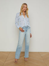 Laurent Blouse Light Blue Fog Butterfly
