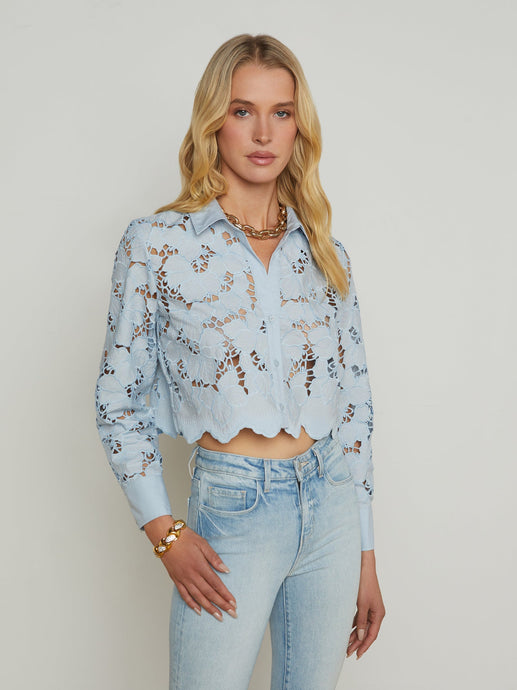 Seychelle Lace Blouse Blue Fog