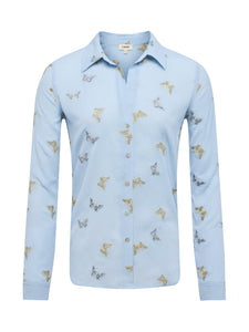 Laurent Blouse Light Blue Fog Butterfly