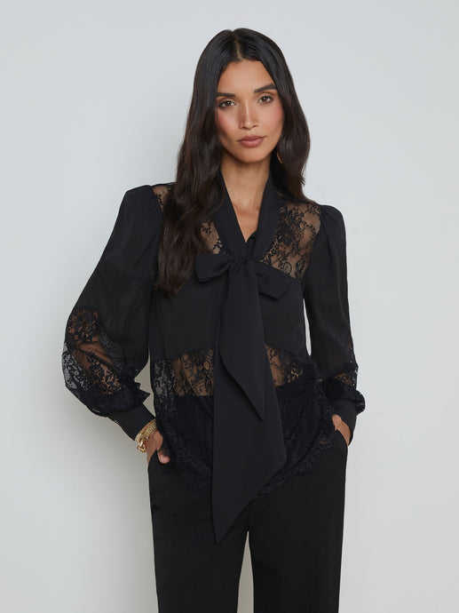 Emmelina ALce Tie-Neck Blouse Black