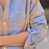 Eileen Button-Up Shirt Blue and Camel Check