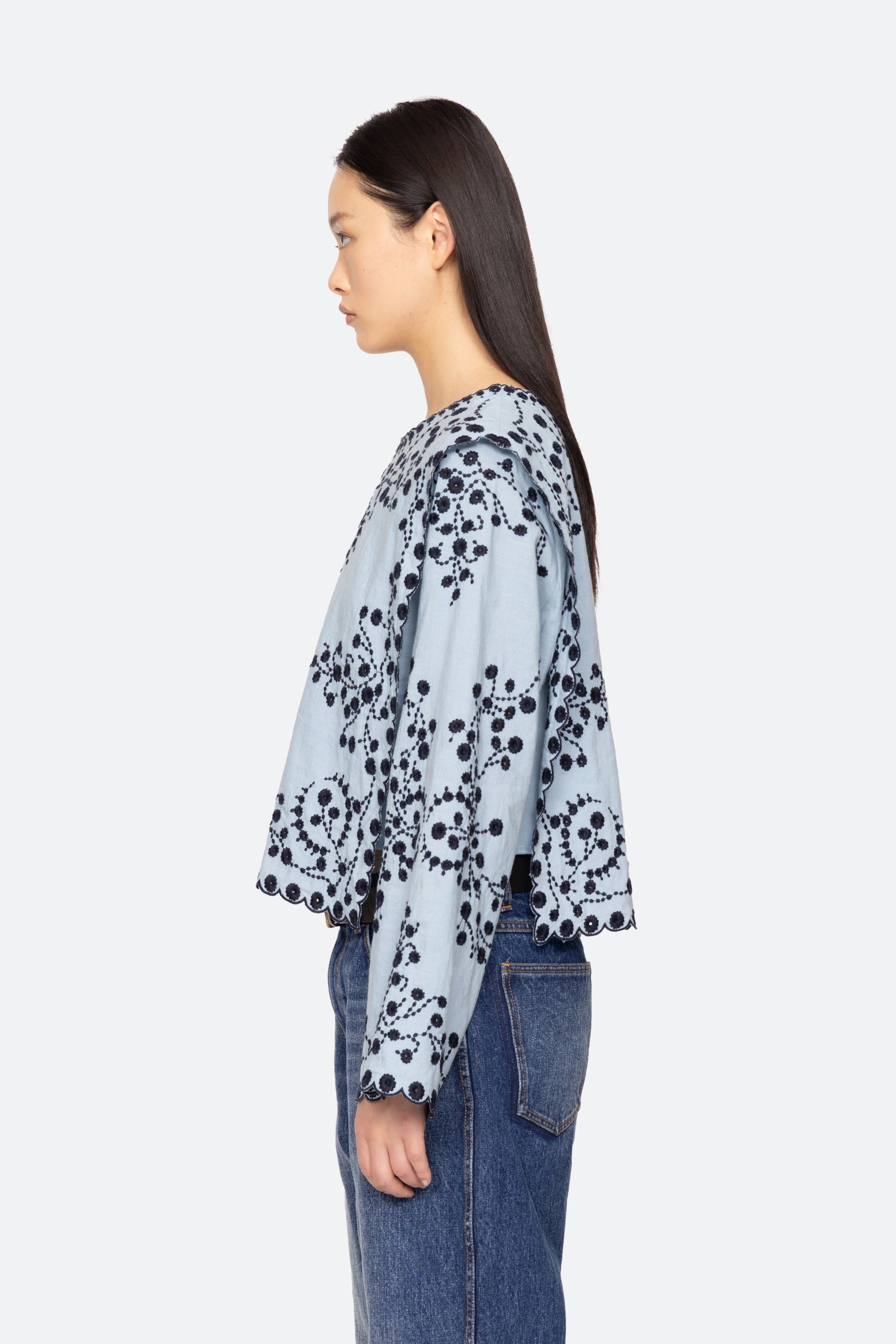 FRANCES L/SLV EMB TOP (D2)