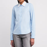 Dayton Poplin Shirt Pale Blue Stripe