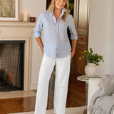 Eileen Button-Up Shirt Light Blue Houndstooth Plaid