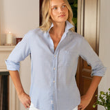 Eileen Button-Up Shirt Light Blue Houndstooth Plaid