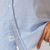 Eileen Button-Up Shirt Light Blue Houndstooth Plaid