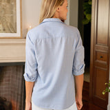 Eileen Button-Up Shirt Light Blue Houndstooth Plaid