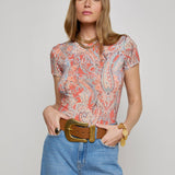 Ressi Tee Orange/Light Blue Traditional Paisley