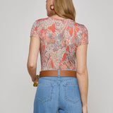 Ressi Tee Orange/Light Blue Traditional Paisley