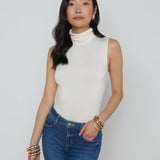 Ceci Sleeveless Turtleneck Vintage White