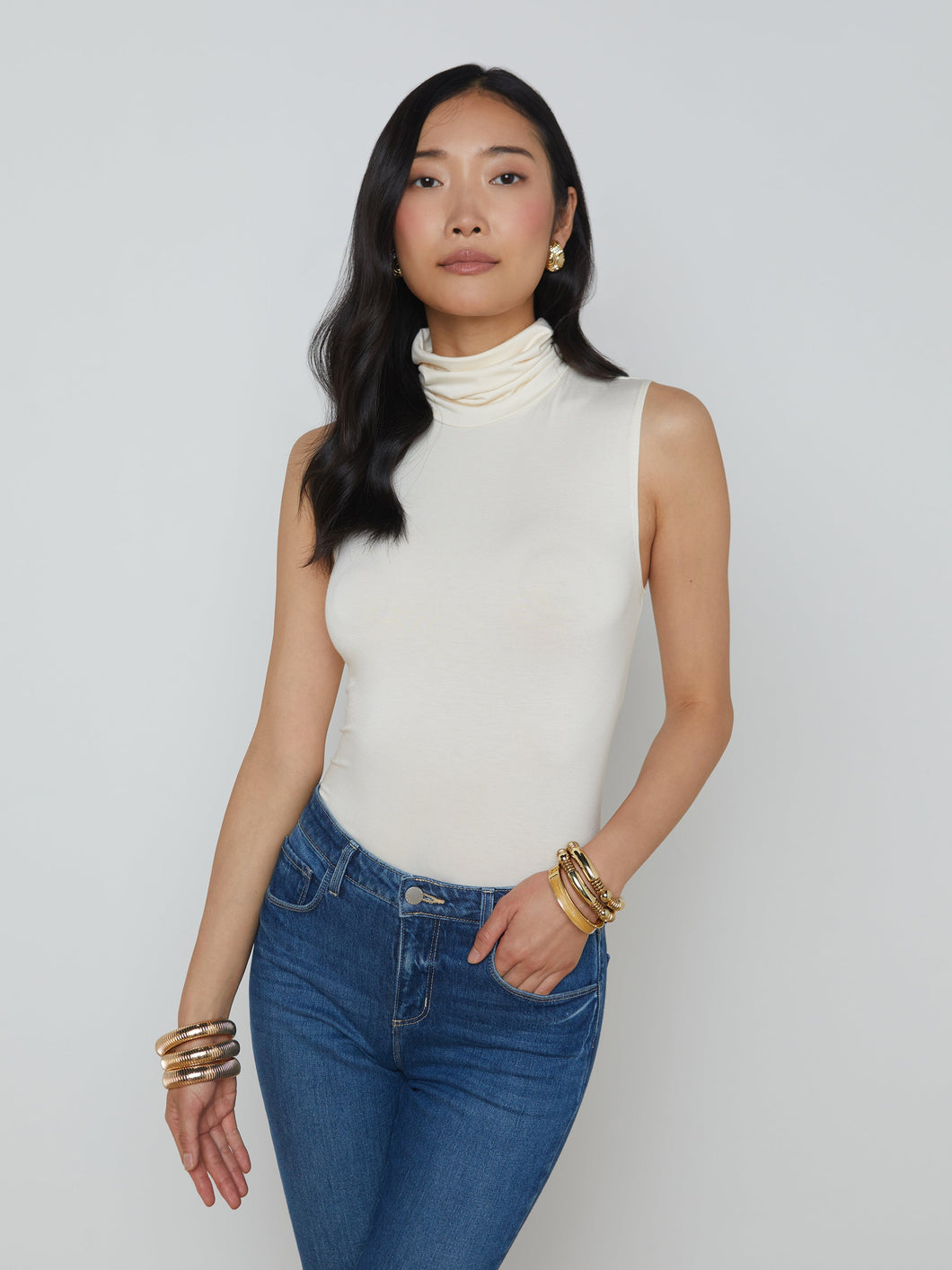 Ceci Sleeveless Turtleneck Vintage White