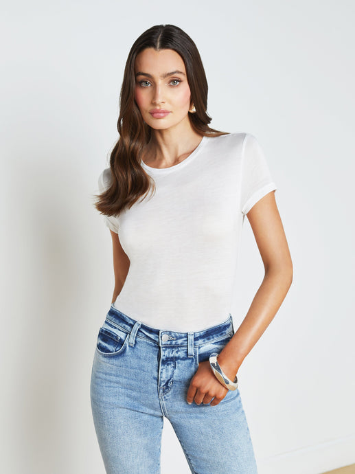 Ellie Cashmere Jersey Tee White