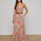 Rasha Tank Orange/Light Blue Traditional Paisley