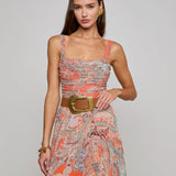 Rasha Tank Orange/Light Blue Traditional Paisley